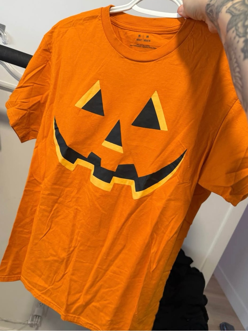Orange Pumpkin Jack-O'-Lantern Adult Top Costume Tee